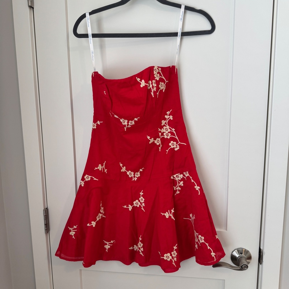 Shoshanna Red Floral Strapless Mini Dress Size‎ 2